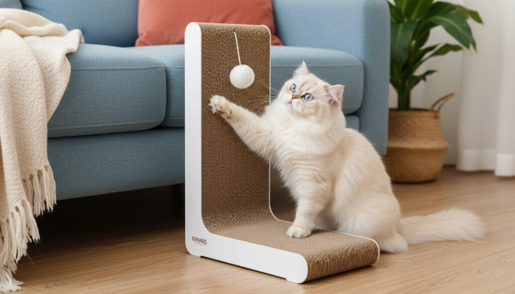 Chat perse 4kg utilisant surface verticale griffoir Gimars carton