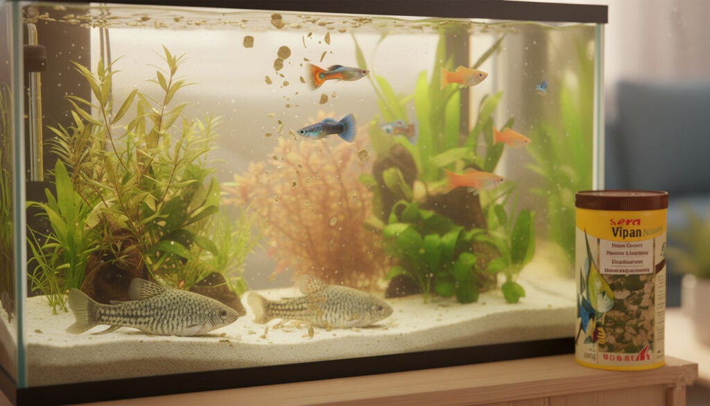 Flocons Sera Vipan Nature flottant surface aquarium guppys platys